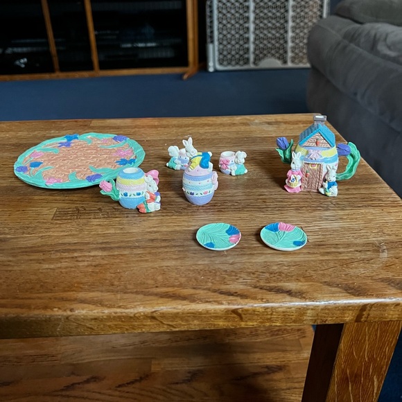 Accents | Miniature Bunny Tea Set Mini Easter Decor Rabbit Eggs Cup ...